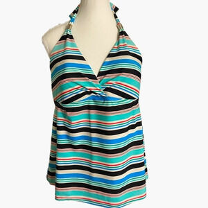 Jaclyn Smith Multicolored Striped Tankini Halter Swim Top‎